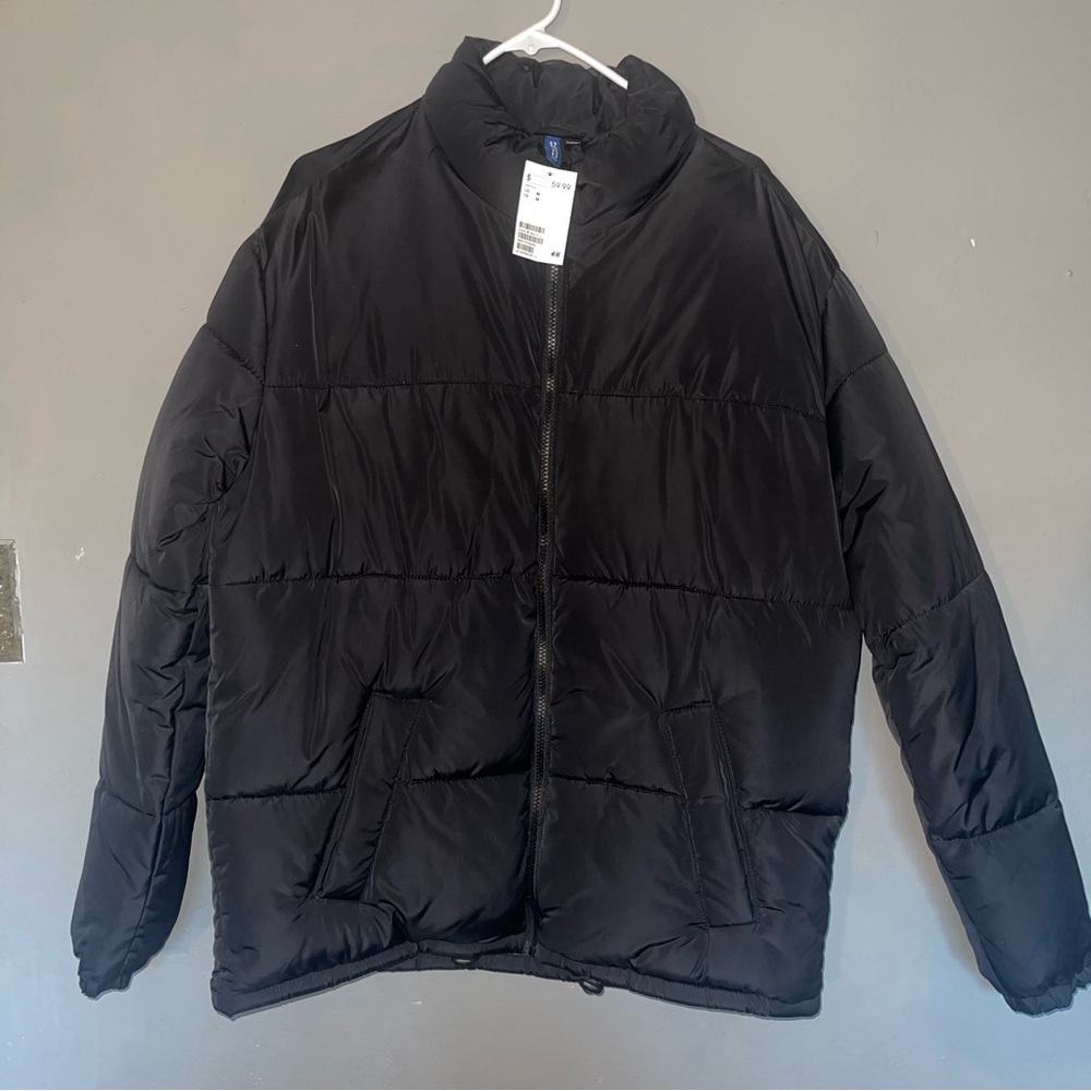 H&M Black Quilted Puffer Jacket Matte Finish